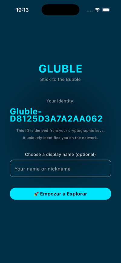Identity setup screen
